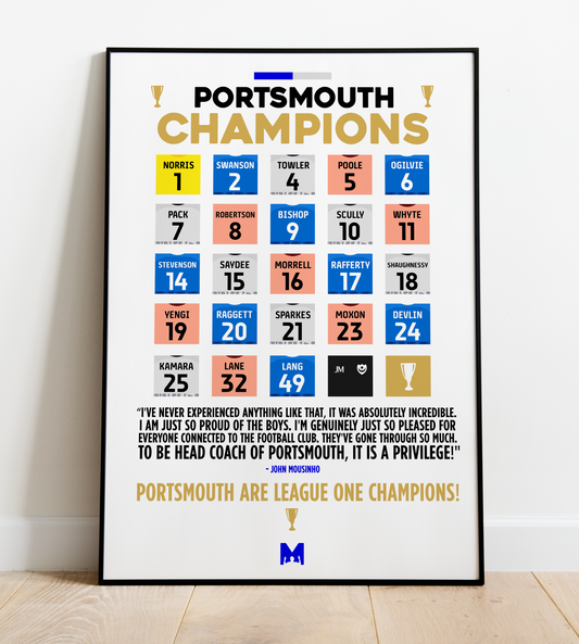 Portsmouth 2023/24 Champions Print - EFL League One 2023/24 - Portsmouth