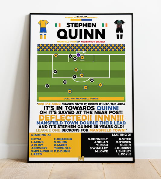 Stephen Quinn Goal vs Accrington Stanley - EFL League Two 2023/24 - Mansfield Town
