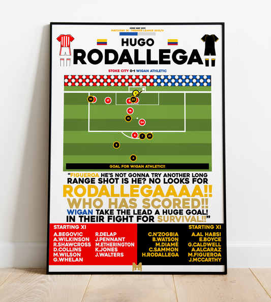 Hugo Rodallega Goal vs Stoke City - Premier League 2010/11 - Wigan Athletic