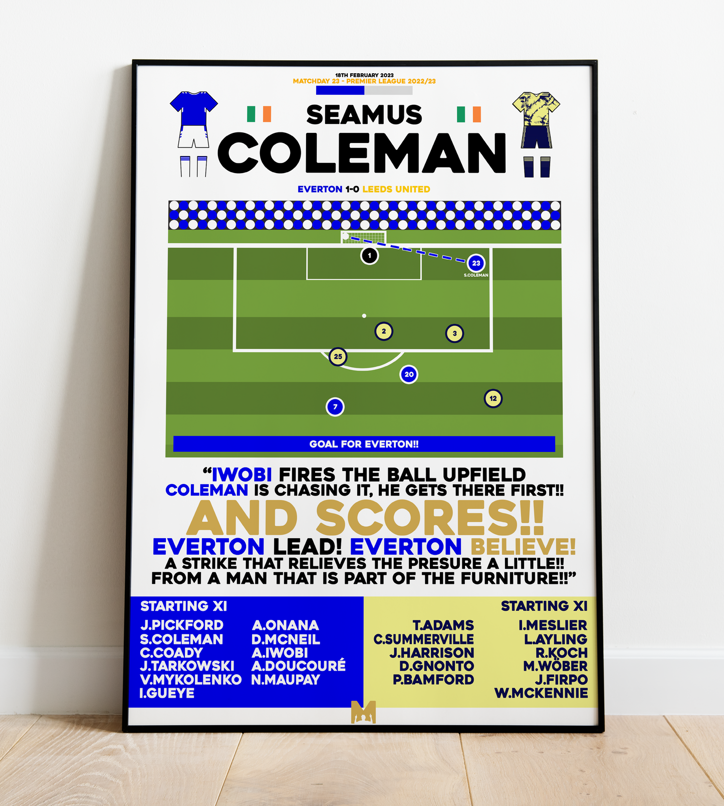 Seamus Coleman Goal vs Leeds United - Premier League 2022/23 - Everton