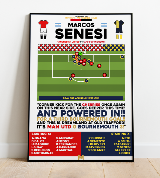 Marcos Senesi Goal vs Manchester United - Premier League 2023/24 - AFC Bournemouth