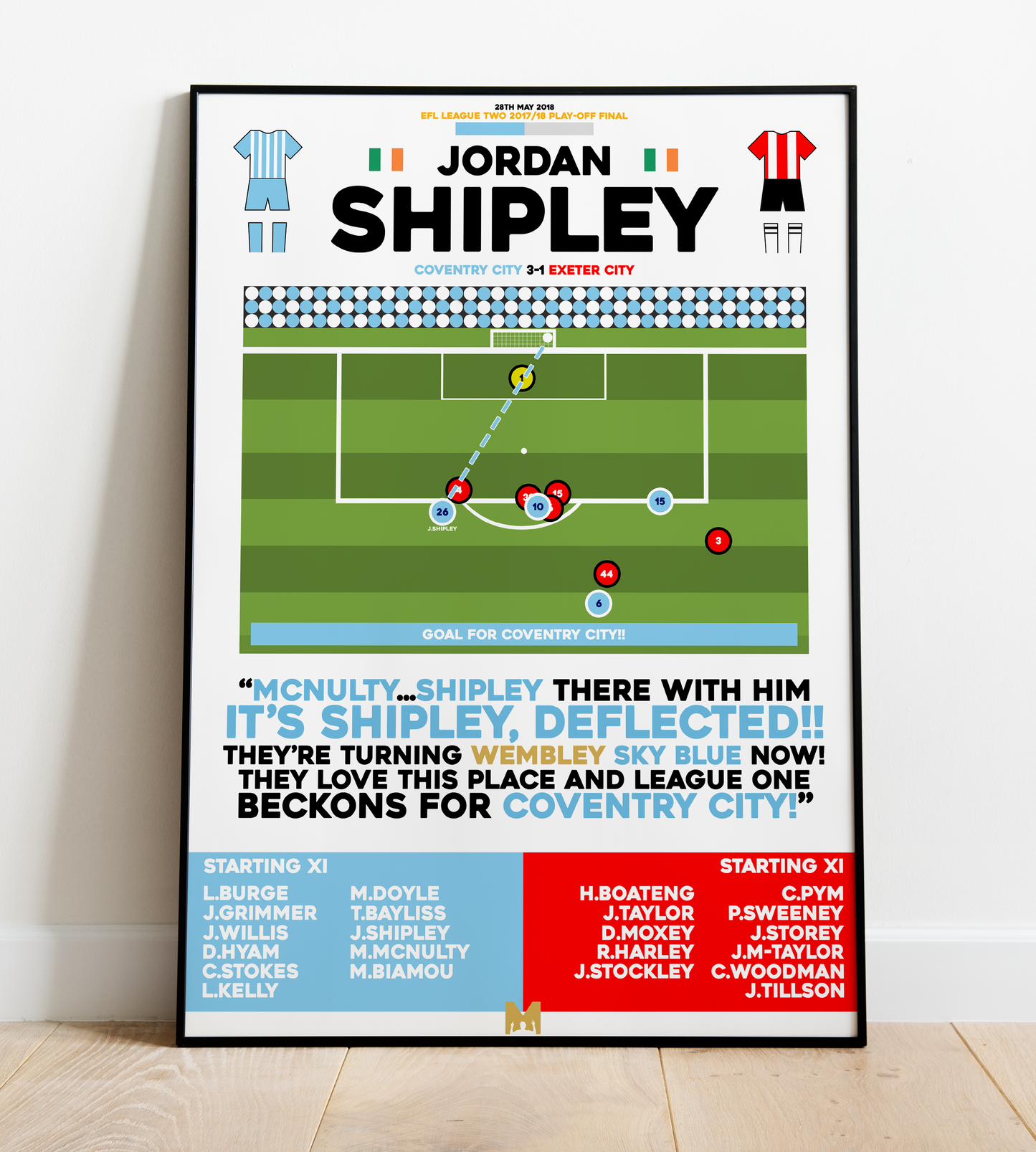 Jordan Shipley Goal vs Exeter City - EFL League Two Play-Off Final 2017/18 - Coventry City