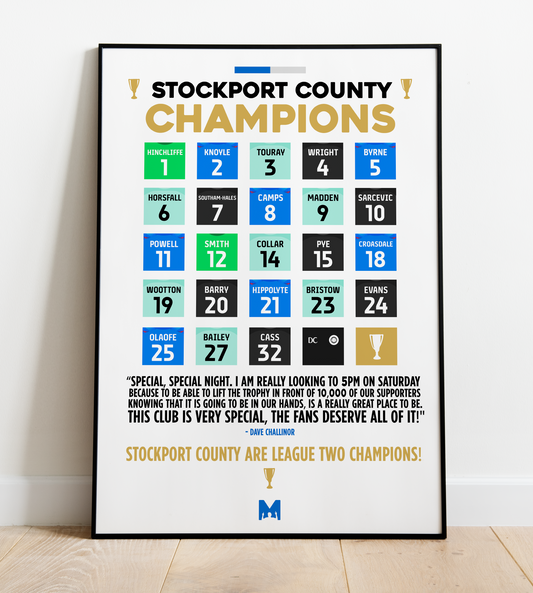 Stockport County 2023/24 Champions Print - EFL League Two 2023/24 - Stockport County
