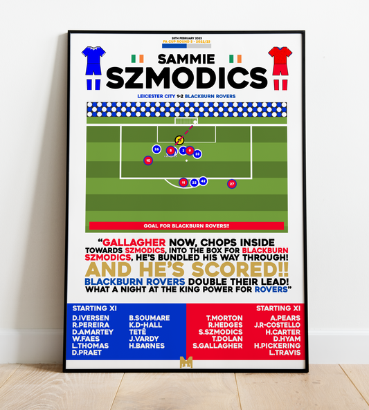 Sammie Szmodics v Leicester City Print - FA Cup 2022/23 - Blackburn Rovers
