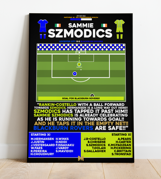 Sammie Szmodics v Leicester City Print (BLACKOUT) - EFL Championship 2023/24 - Blackburn Rovers