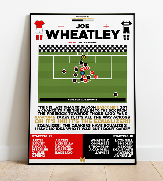 Joe Wheatley Goal vs Walsall - FA Cup 2019/20 - Darlington