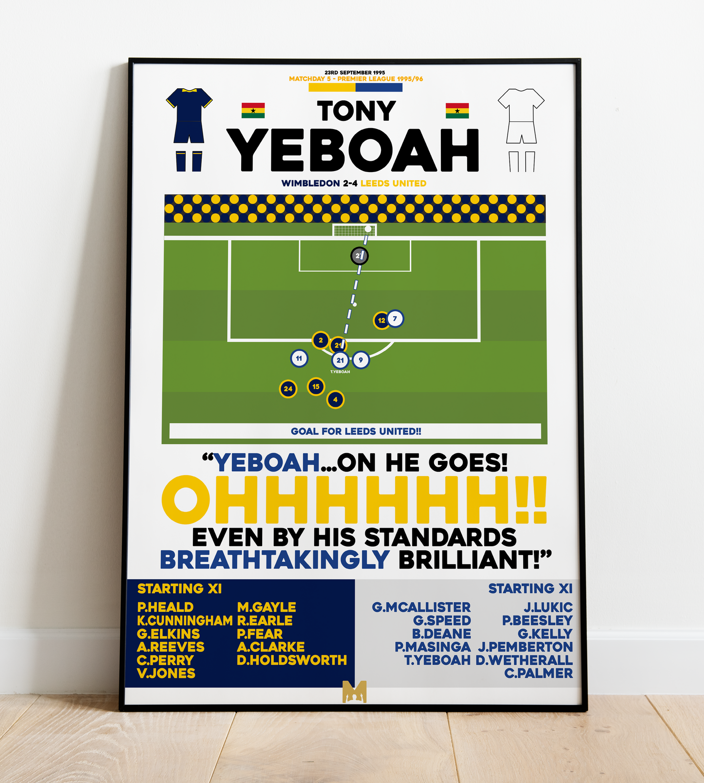 Tony Yeboah Goal vs Wimbledon - Premier League 1995/96 - Leeds United